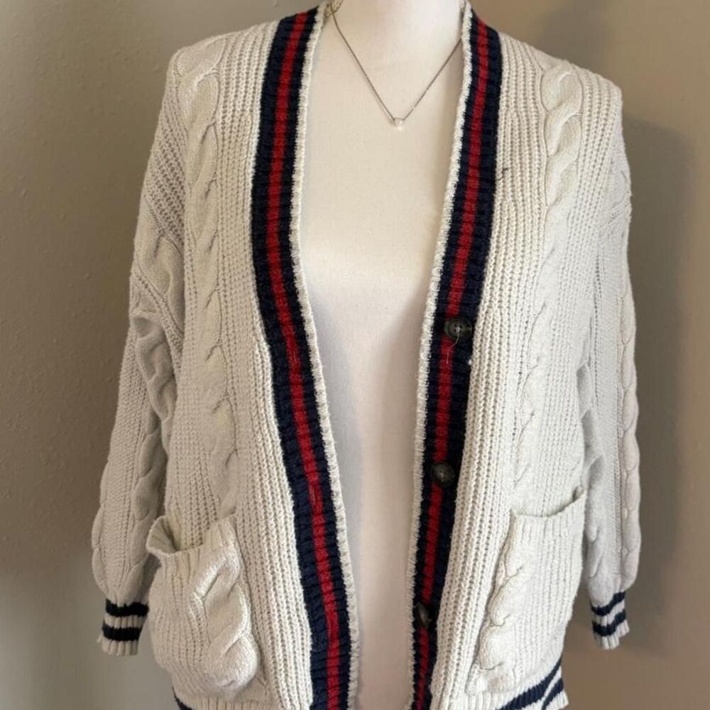 American-eagle Women's Cream and White Cardigan